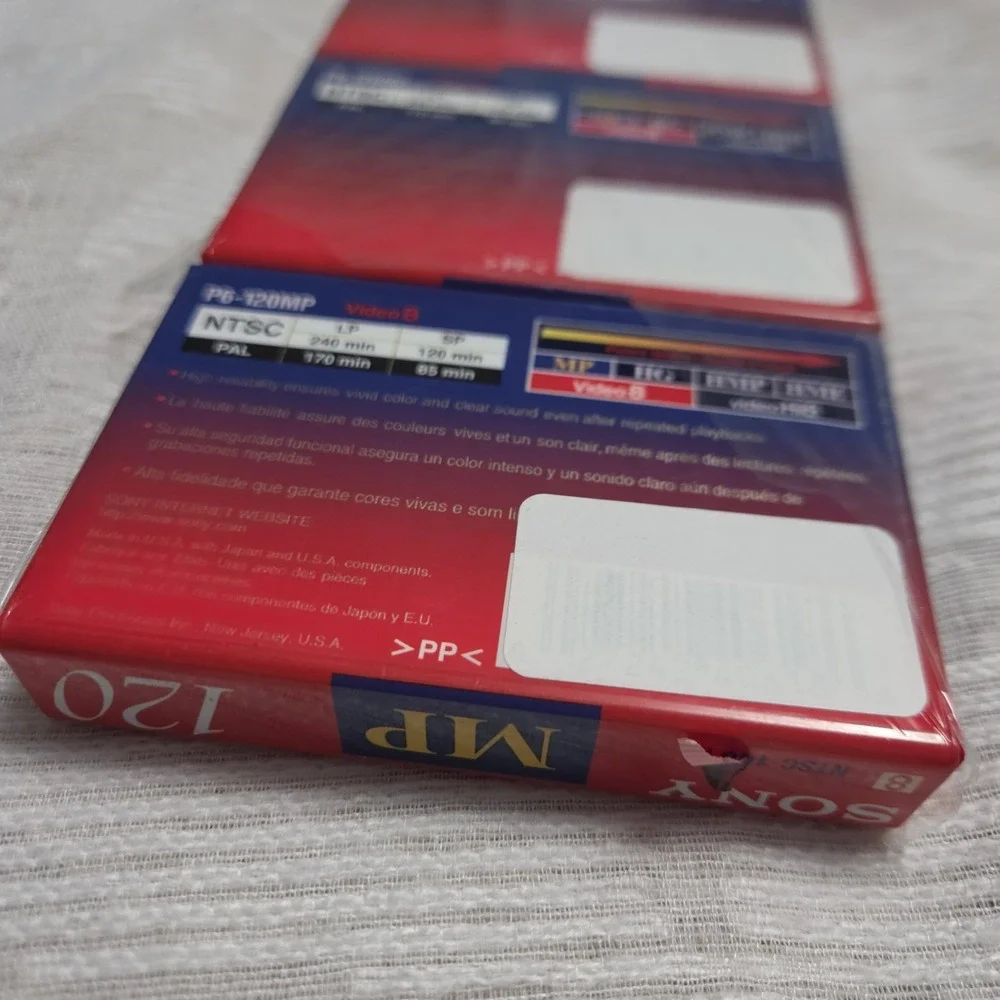 Sony Camcorder Cassettes Tapes Video 120 Minute, 8mm (4-Pack) BRAND NEW SEALED